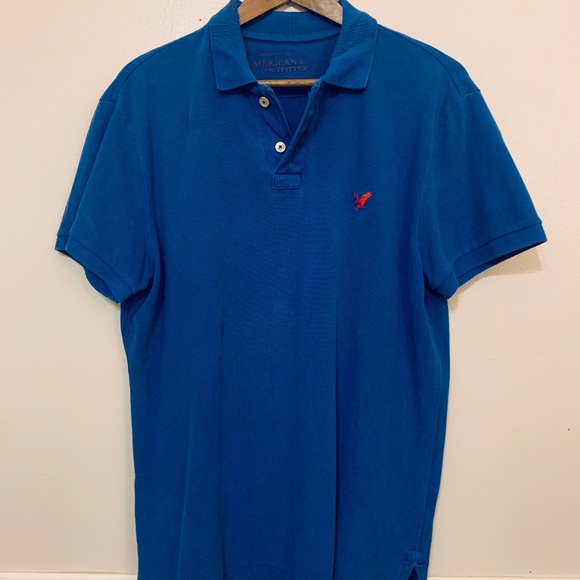 American Eagle AE Blue Polo with Red Logo Sz M - Picture 2 of 5